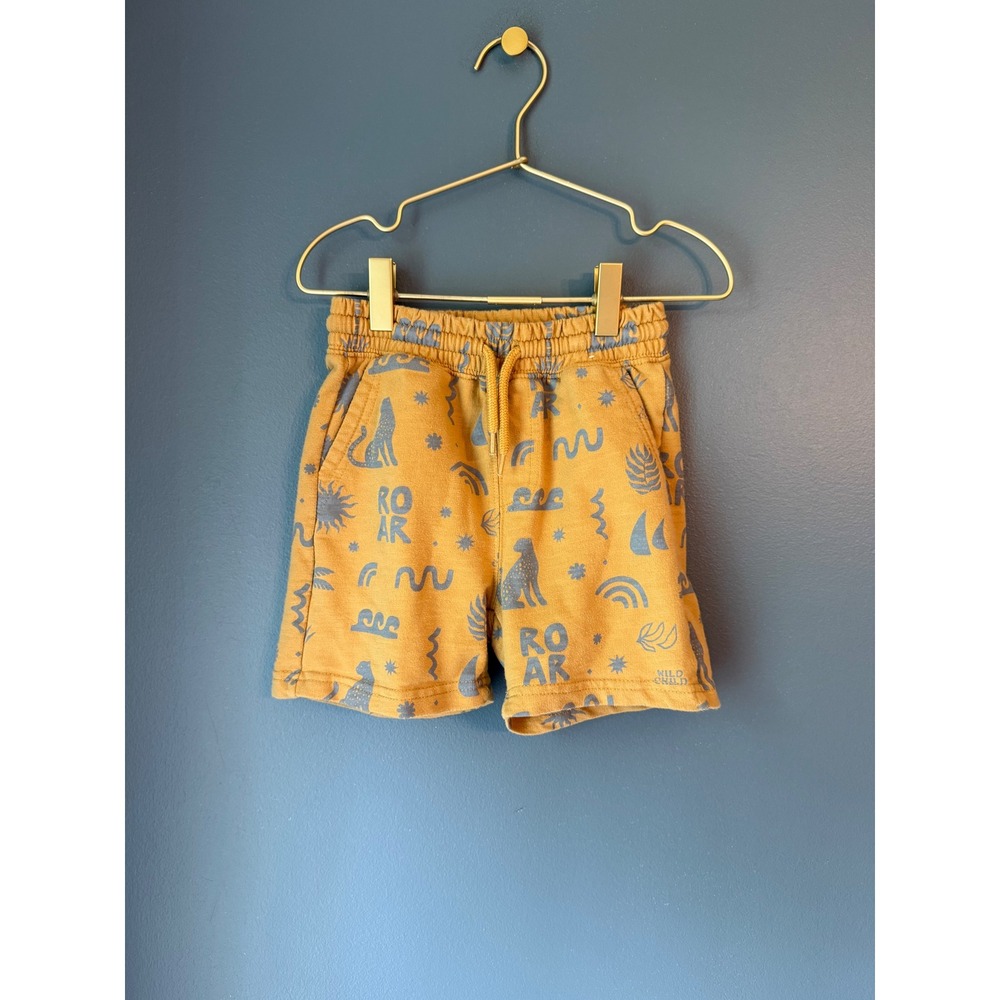 Cotton On Kids Mustard Yellow Wild Child Safari Print Drawstring Shorts Size 5